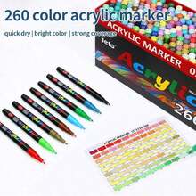 2100 36/60/84/120/168/240 色 & Leto 260 色丙烯颜料马克笔,0.7mm 超细笔尖,高覆盖力,适用于岩石绘画、陶瓷、木材、塑料、帆布、玻璃、卡片制作、DIY 工艺品和艺术用品。 - 彩色 - 查看 3