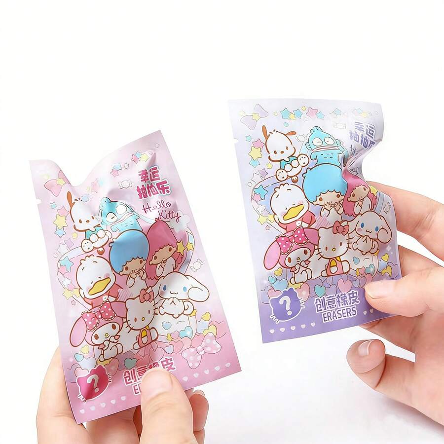SANRIO Hộp 10 cục tẩy hoạt hình ngẫu nhiên, hộp quà văn phòng phẩm bất ngờ sáng tạo - Thích hợp sử dụng ở trường học, văn phòng và nhà, quà tặng lý tưởng cho các bữa tiệc ngày lễ (Kiểu dáng ngẫu nhiên) - Nhiều màu - Xem 1