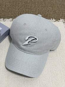 1pc Unisex P Letter Embroidery Baseball Cap, Casual Distressed Curved Brim Hat, Versatile For Daily Wear, Streetwear Style - A - View 11