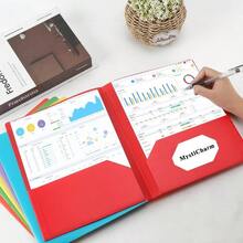 File Folders With Pockets Back To School Supplies 6 Pack Colored Plastic 2 Pocket Folders Bulk Document Resume Portfolio Homework Paper Folder Students Teacher School Office Supplies Folder - 有色 - 查看 5