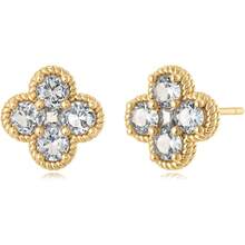 Stud Earrings For Women Gold Flower Four-Leaf-Clover 12 Month Birthstone 14K Small Simple Hypoallergenic Birthday Gift Jewelry - 3月3日 - 查看 10
