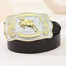 Bull Rider Cowboy Rodeo Western Tono Dorado Cowboy Riding Bull Unisex Hebilla de cinturn de moda, Oro, Medium - inicial - Ver 5