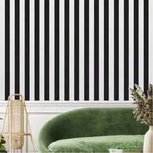 1 Roll Of Striped Black And White Ready-To-Peel Wallpaper, Self-Adhesive Wallpaper, Detachable Contact Paper, Waterproof Wallpaper, Decorative Wall, Cabinet Rack, Drawer Lining, Vinyl, Home Decoration - Black and White - View 10