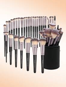 MAANGE 30/49pcs Makeup Brush Set, Includes 30pcs Professional Makeup Brushes + 1pc Velvet Bag + 1pc Makeup Sponge Holder + 1pc Makeup Brush Cleaning Bowl, Powder Brush, Blush Brush, Concealer Brush, Contour Brush, Nose Brush, Eye Shadow Brush, Eyebrow Brush, Detail Brush, Ideal Travel Makeup Brush Set Gift For Women And Girls - Black - View 15