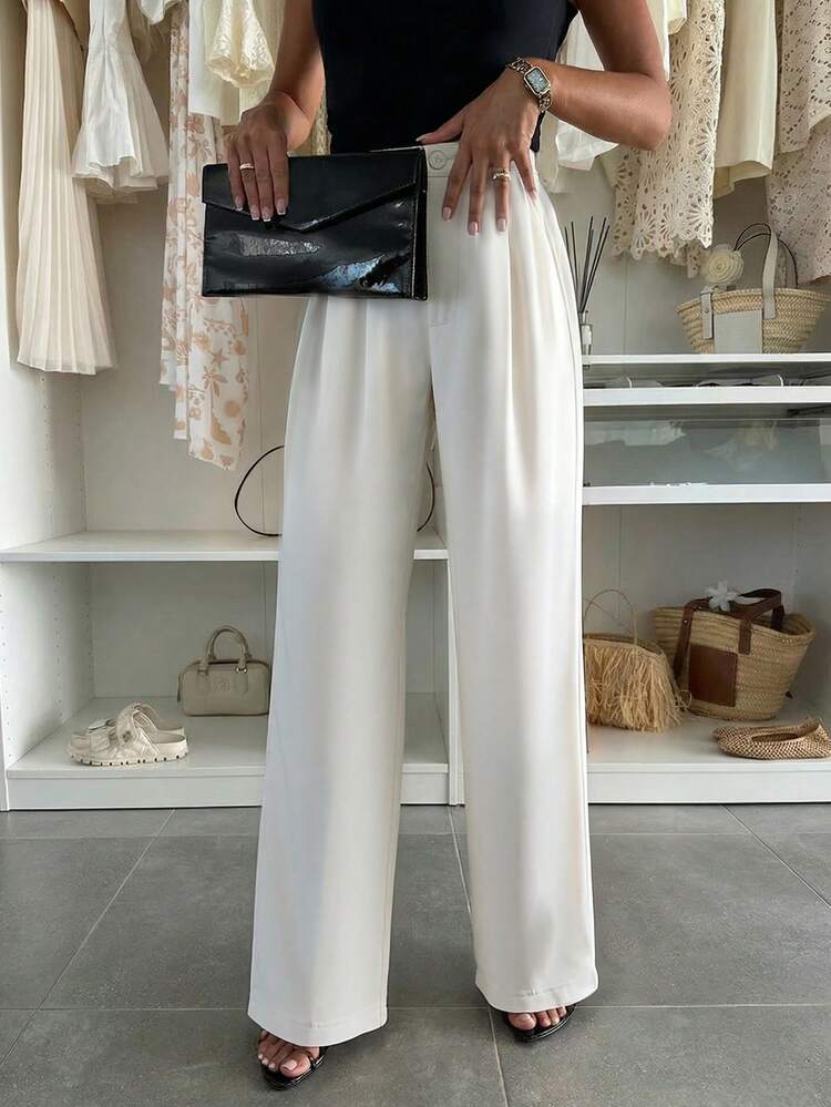 Quần tây nữ màu trắng thanh lịch kiểu Pháp, phù hợp cho công sở và đi học. - trắng - Xem 1