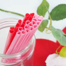 5pcs/Pack Reusable Pink/Red Heart Shaped Plastic Straws, Cute Heart Straws Suitable For Valentine's Day, Birthday Party, Bridal Shower, Wedding, Kitchen, Christmas Gift - Multicolor - View 9