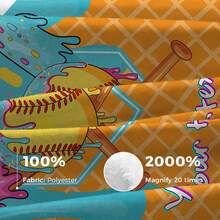 1pc Customizable Baseball Themed Fleece Blanket, Featuring Ice Cream, Sprinkles, And Waffle Texture Design, Soft & Comfortable, Machine Washable, Digital Printed Polyester Fabric, Suitable For Sofa, Bed, Travel, Camping, Living Room, Office, Seats - Great Gift For Family And Friends - Multicolor - View 10