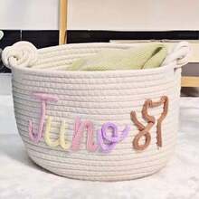 Personalized Braided Rope Pet Toy Storage Basket, Custom Pet Name Gift Basket, Travel Storage Bag, Tote Bag For Pet Lovers, Home Decor Pet Supplies - Multicolor - View 26