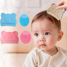 2pcs Baby Comb + Silicone Brush, Newborn Hair Removal Comb And Silicone Washing Brush, Baby Shampoo Brush, Massage Brush