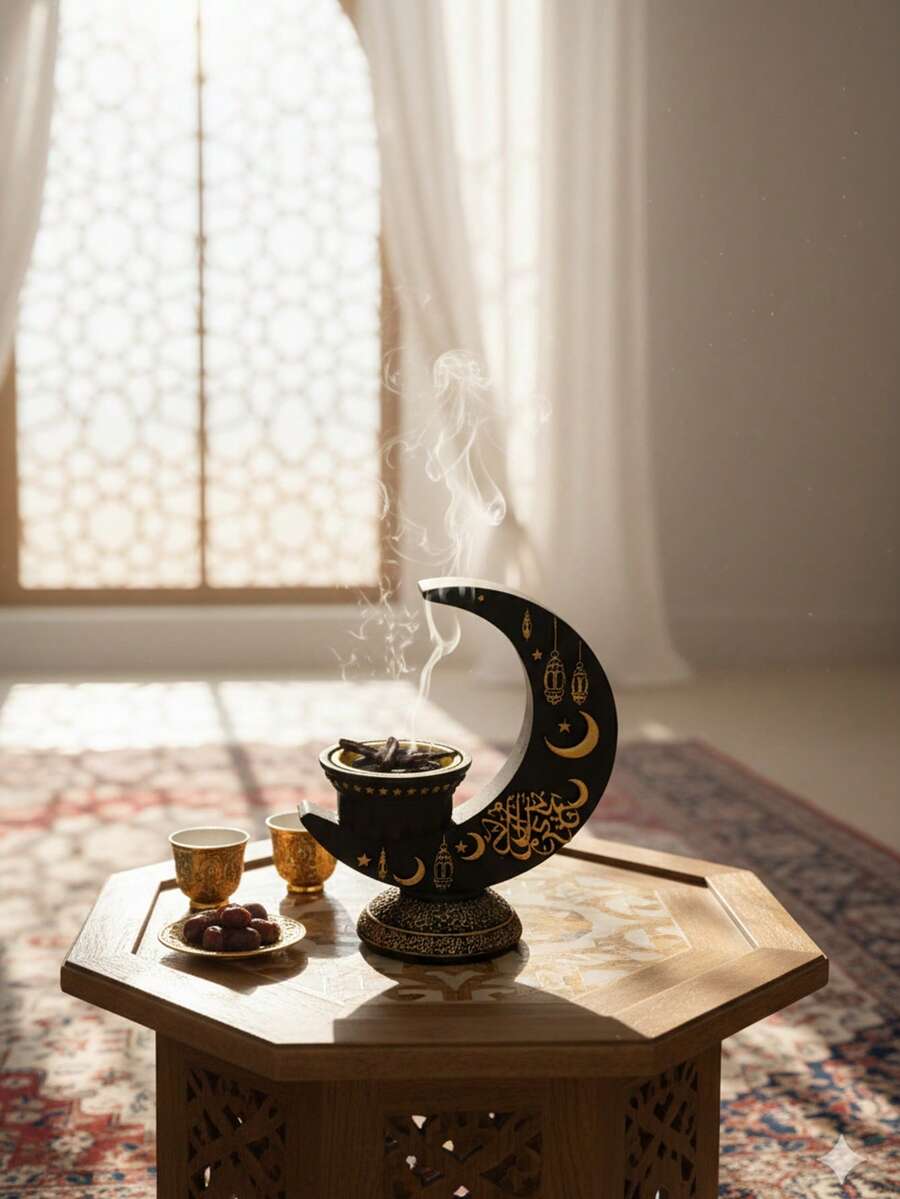1个树脂香炉，阿拉伯风格巴库尔香炉，装饰品，家居装饰，装饰品，配件，房间装饰，派对和节日装饰，星星，月亮，灯笼，节日装饰，用品，开斋节，开斋节用品，装饰品，配件