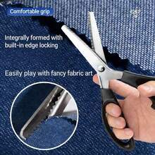 5 mm Edelstahl-Schere mit Sägeblatt - perfekt für DIY-Basteleien, dekorativen Papier, Poster, Spitze, Stoff-Nähen und Schneiderei - scharf und langanhaltend, ideal als Bastelschere - Schwarz - Übersicht 2