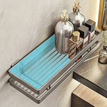 1 件装 30cm/40cm 锻铁浴室置物架，壁挂式浴室置物架，浴室收纳架，浴室配件，免钻孔浴室置物架，梳妆台置物架，轻奢浴室壁挂式马桶收纳架 - 彩色 - 查看 7