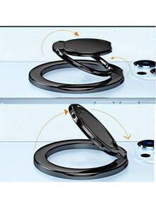 New Universal Magnetic Alloy Electroplated Ring Holder, Adhesive-Free Magnet Mount, Dual-Hinge Foldable Phone Stand, Multi-Angle Adjustment, Grip Kickstand - 0.16 Inch Slim Design, 2.28 Inch Diameter - Multicolor - View 6