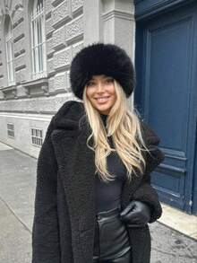 1Pc Women's Solid Color Plush Fluffy Hat, Soft Comfortable Warm Minimalist Cap, Casual Versatile Windproof Suitable For Daily Wear, Can Be Matched With Scarf, Autumn/Winter Decor Autumn - Nhiều màu - Xem 10