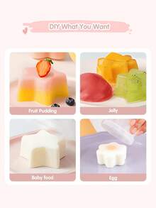 4个可重复使用的煮蛋杯，4种形状的蒸蛋模具，多功能厨房工具，果冻模具，蛋糕和巧克力模具 - 彩色 - 查看 4