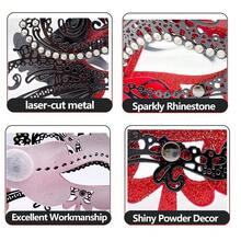 Masquerade Mask For Women/Men, Fancy Party Face Mask Venetian Mask For Prom Ball Halloween Mardi Gras - 紅色面具帶棍 - 查看 5