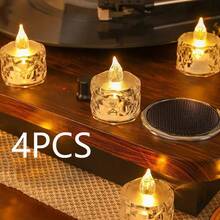 3/12/24pcs Indoor Decorative Crystal Diamond Shaped LED Electronic Candle Lights, Battery Powered Flameless Candle Lights, LED Decorative Tea Candle Lights (Batteries Included), Suitable For Wedding, Dining Table, Holiday Decoration, Valentine's Day Party Decoration - 無色 - 查看 15