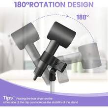 可调节高度 29-59 英寸吹风机支架，带三脚架和通用夹，可 360 度旋转，适用于浴室、梳妆台和化妆间 - 黑色 - 查看 7