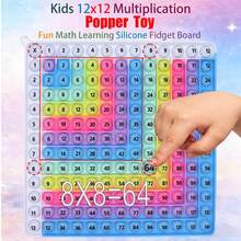 12*12 硅胶数学学习板，趣味STEM减压玩具，儿童乘法游戏，趣味数学游戏，无需记忆乘法表 - 橘色 - 查看 11