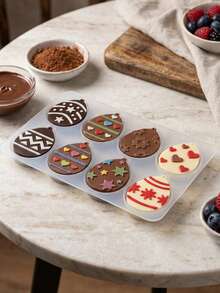 Khuôn silicon hình trứng Phục Sinh (1/2 chiếc), khuôn làm sôcôla hình trái tim, khuôn làm hoa, ngôi sao, khuôn làm kẹo, bánh pudding, trang trí bánh. - trong suốt - Xem 1