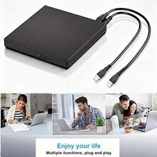 External CD DVD Drive, USB 2.0 Ultra-Slim Portable CD-/R/With DVD-R/W Burner Drive For Laptop & Desktop (Use According To Instruction Manual) - Black - View 5