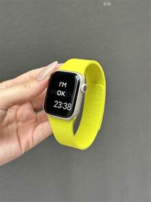 1pc Unisex Litchi Texture Silicone Magnetic Watch Band, Compatible With Apple Watch 42mm, 38mm, 40mm, 41mm, 44mm, 45mm, 46mm, 49mm, Fashionable Smart Watch Replacement Strap For Series Ultra2, Ultra SE2, SE 11, 10, 9, 8, 7, 6, 5, 4, 3, 2, 1