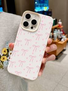 A Pink Bow And Pink Heart Pattern Full Screen Printed Phone Case With High-Quality And Simple Anti Drop, Dustproof And Waterproof Protective Cover Design, Suitable For IPhone 13/16/17/15/14/13/12/11 - Multicolor - View 4