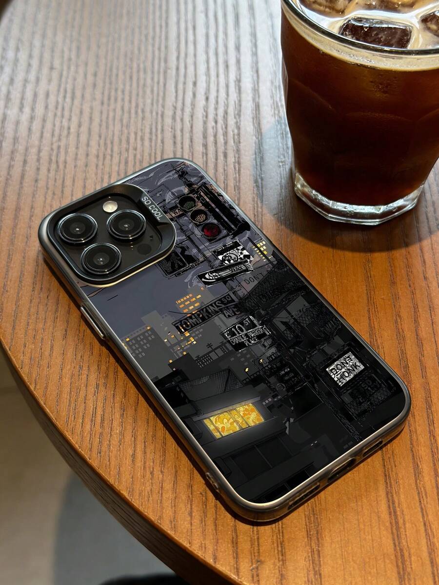 Funda de teléfono con diseño de escena nocturna de ciudad de moda, impresión de pantalla completa, de alta calidad y simple, con diseño protector antideslizante, a prueba de polvo y resistente al agua, compatible con iPhone13/16/17/15/14/13/12/11/Pro/ProMax/X/XR/XS/XSMAX/7/8/PLUS - Multicolor - Ver 1