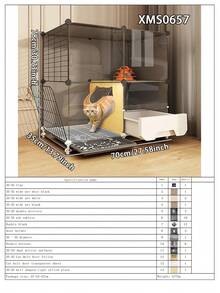 2-In-1 Cat Litter Box & Cage, Indoor Cat House, Small Apartment Cat Villa With Litter Box, Cat Cage - Multicolor - View 16