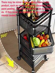 Rotatable Metal Carbon Steel Storage Rack, Kitchen Vegetable Rack, Snack Organizer