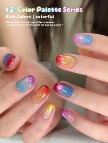 MORDDA 12-Color Nail Art Pigment Palette, Professional DIY Manicure Kit With Metallic Glitter & Holographic Effects, Vibrant Rainbow Colors For Home & Salon Use, Perfect Gift For Nail Enthusiasts & Beginners, Long Lasting Shimmer - Nhiều màu - Xem 7