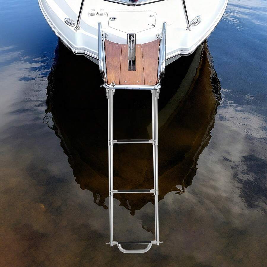 Portable Steps Boat Ladder, Foldable Boat Ladder, Stainless Steel Ladder - Silver - View 1