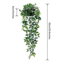 3 Pack Artificial Hanging Plants In Pots Indoor Fake Trailing Plants Home Room UK NEW - Green - View 8