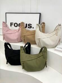 1个灯芯绒多功能拉链校园单肩包，简约百搭学生文具包，新款大容量高端时尚通勤单肩包，可装笔记本电脑、平板电脑和其他学习用品，适合各种场合 - 彩色 - 查看 13