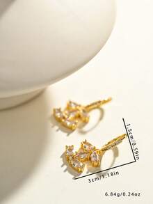 Đôi bông tai bằng đồng mạ vàng 18K, thanh lịch và dễ thương, phù hợp để đeo hàng ngày và trong các buổi tụ họp. - Vàng - Xem 5