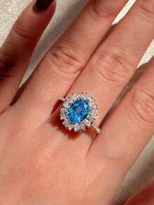 1pc Romantic Ice Flower Cut Diamond Ring, S925 Sterling Silver Delicate Women's Ring Suitable For Daily Wear, Date, Exquisite Women's Jewelry Gift, New Year's Gifts, Valentine's Day Gift - Silver - View 3