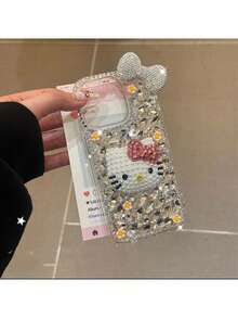 SANRIO 1个时尚创意Hello Kitty猫咪蝴蝶结设计三丽鸥手机壳，银色防水防震材质，可爱时尚，兼容 17系列、11/12/12 Pro、13/14/15、13 Pro/14 Pro/15 Pro、12 Pro Max/13 Pro Max/14 Pro Max/15 Pro Max、16、16 Pro、16 Pro Max、17、17 Pro、17 Pro Max - 銀色 - 查看 3