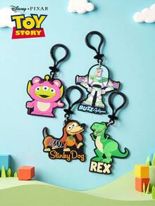 Disney 正版授权玩具总动员PVC钥匙扣（1个） - 完美的背包装饰和送给朋友的生日礼物 - 巴斯光年、外星人、弹簧狗、霸王龙 - 黑色 - 查看 5