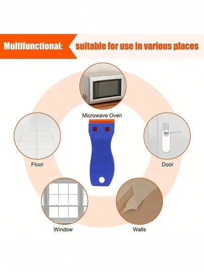 Single Household Cleaning Scraper Kit (5/10 Plastic Blades) - Ideal For Removing Tough Grime On Floors & Cooktops