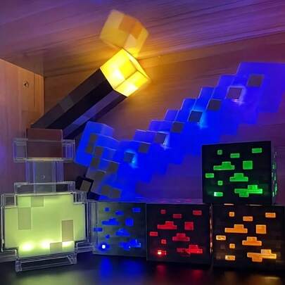 قطعة واحدة من مصباح زجاجة الخلطة الملون، مصباح لمكعبات الألعاب، مصباح شعلة، نموذج لعبة، مصباح مكتب ليد صغير إبداعي كرتوني، مصباح ليد، إضاءة المزاج لغرفة النوم وغرفة المعيشة وغرفة الألعاب، ضوء ليلي مصاحب للنوم، هدية، قابل للشحن عبر USB