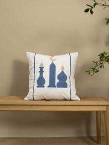 1pc/3pcs Set Castle Embroidered Throw Pillow Cover, Middle Eastern Holiday Decor Cushion Cover, Boho Embroidery Craft, Living Room Bedroom Sofa Decorative Pillow Case, Fits Eid Gift, Daily Casual Patio Headboard Sham, All Season, No Insert, 45*45cm - Multicolor - View 5