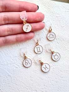 1pc Zodiac Sign Phone Dust Plug - Fashionable Beige & Gold Horoscope Charm, Perfect Birthday/Gift For Type-C Ports - Multicolor - View 3