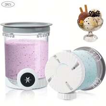 2 件装，适用于旋风冰淇淋机和软冰淇淋机，16 盎司 Creami Swirl 品脱装冰淇淋杯和盖子，兼容 NC700 NC701 系列，可用洗碗机清洗。