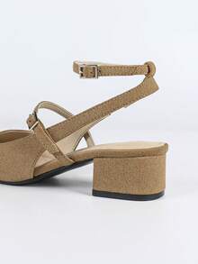 Women's High Heel Pumps, Women's Fashion Patent Leather Sandals, Women's Fashion Casual Backstrap Open Toe Sandals, Women's Strap Work Sandals, Mary Jane Style Hollow Open Toe Shoes, Women's Fashion Casual French Style Slingback Backless Shoes - Camel - View 9