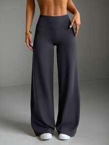 Women's Commuting Sports Elegant Modern Workplace Solid Color Slim Fit Flare Pants Spring - Dark Grey - View 3