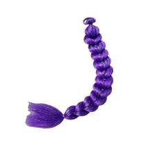 1pc K-Pop Idol Lumie Purple Glitter Braided Wig, Messy Braid Hair Scrunchie - Multicolor - View 3