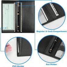 Premium Leather Checkbook Cover For Men And Women Checkbook Holder Wallet RFID Blocking - 黑碳 - 查看 3