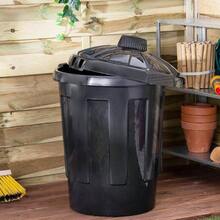 2x Large 80 Litre Capacity Heavy Duty Shatterproof Refuse Bin With Lid - Black - View 3