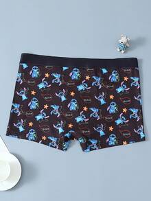 1pc Disney Cartoon Print Underwear-Soft-Comfortable, Letter Elastic Waistband, Casual Men's Underwear - Multicolor - View 5