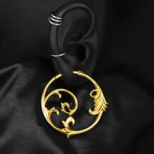 1件新款花朵造型316不锈钢圆形优雅耳坠，适用于耳垂拉伸穿孔，女士身体饰品耳环